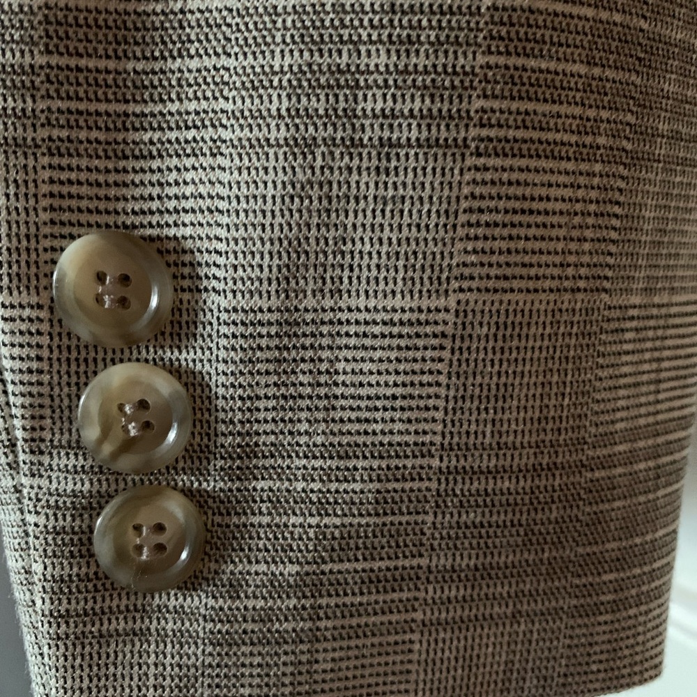 Tahari ASL Jacket Career Suit Jacket Lined Glen Plaid Ivory Birchwood Size 8 NWT - Picture 4 of 7
